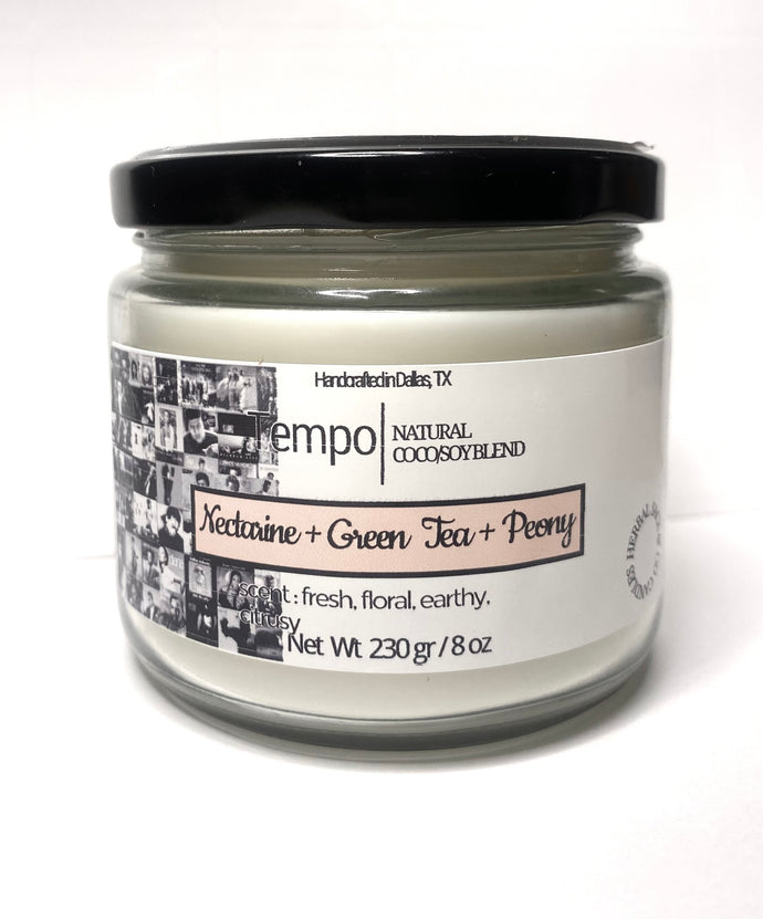 Nectarine+Green Tea+Peony 8 oz Coconut Soy Blend Candle