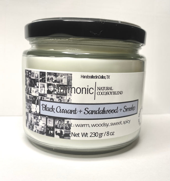 BlackCurrant+ Sandalwood+Smoke 8 oz Coconut Soy Blend Candle