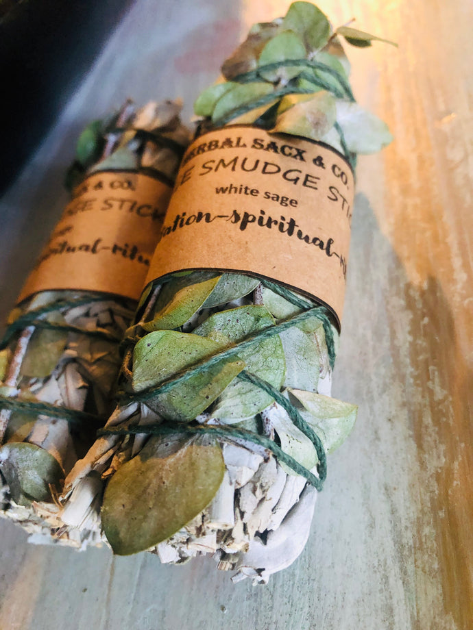 4-5” Sage smudge stick - eucalyptus (1)